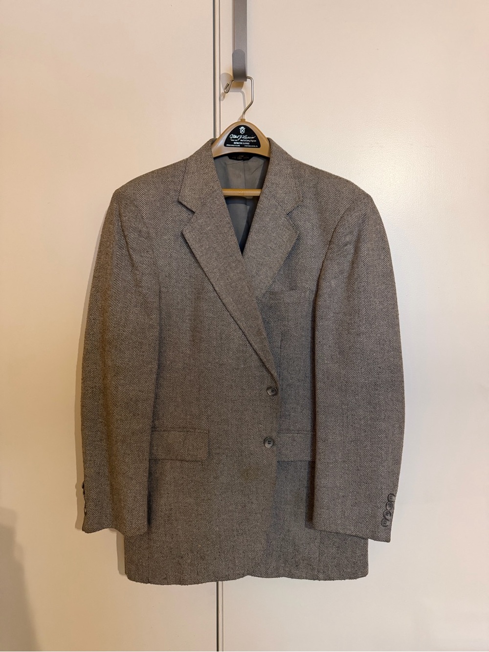 Men's Tweed Sport Coat - Neutral Gray Brown Herringbone